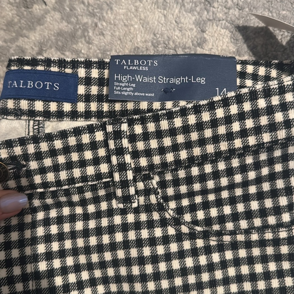 Talbots Black and White Checkered straight Leg Pants 14P - Picture 2 of 3